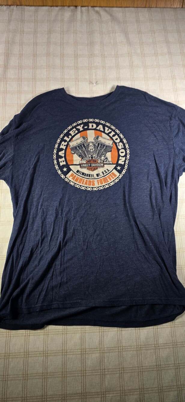 Harley Davidson T-Shirt Size XXL Blue Panheads Forever French Lick Indiana